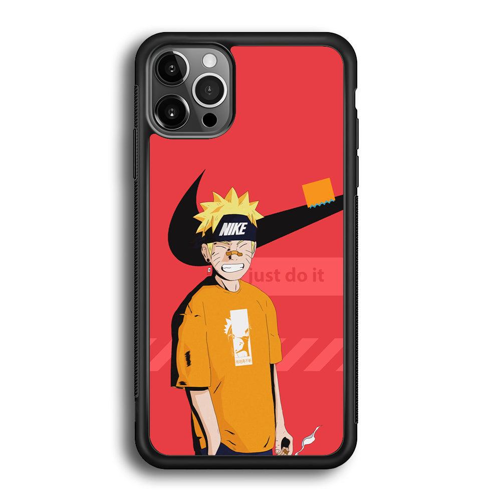 Nike Cover with Naruto iPhone 12 Pro Max Case-Rubber Black (2D Case)-Oxvistore
