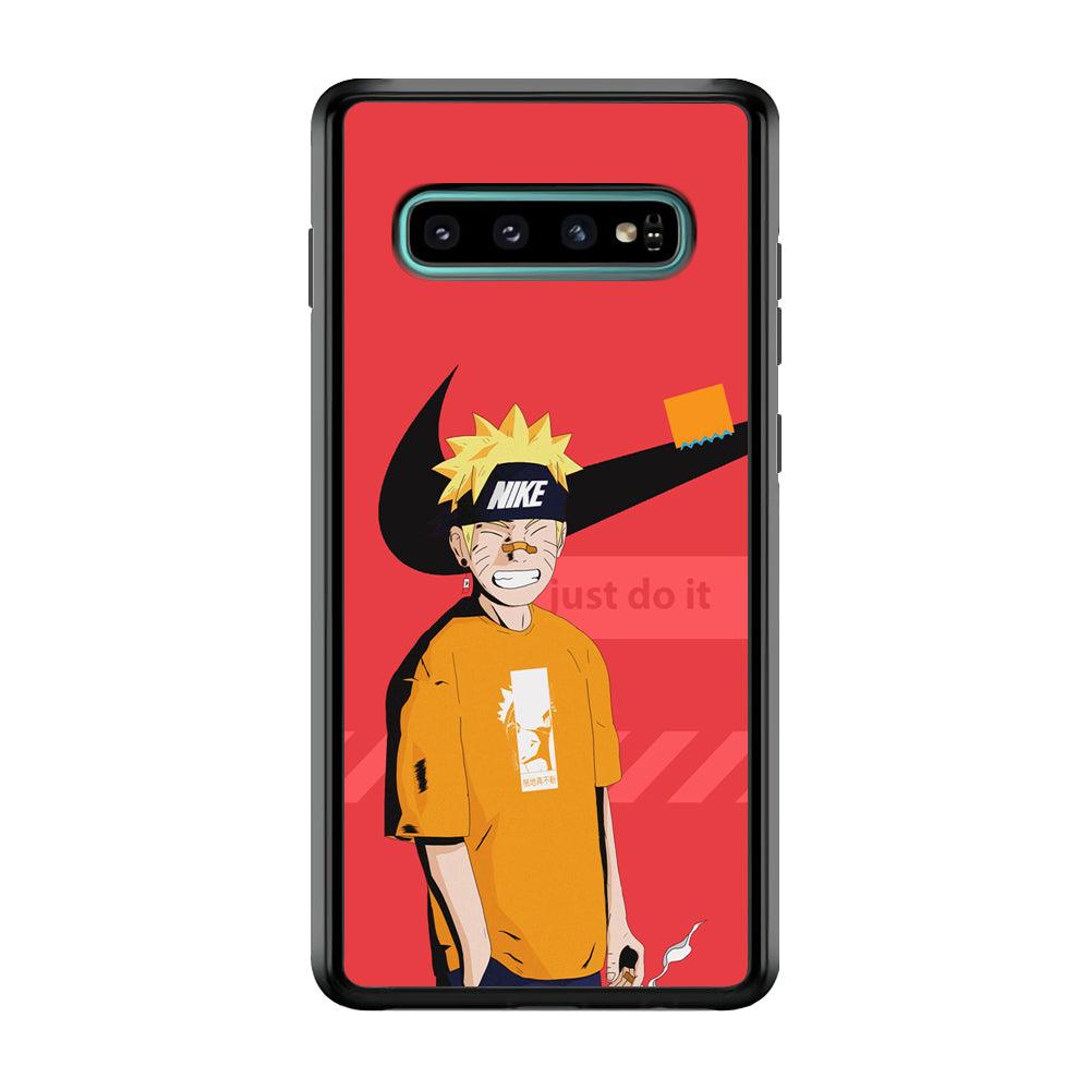 Nike Cover with Naruto Samsung Galaxy S10 Plus Case-Rubber Black (2D Case)-Oxvistore