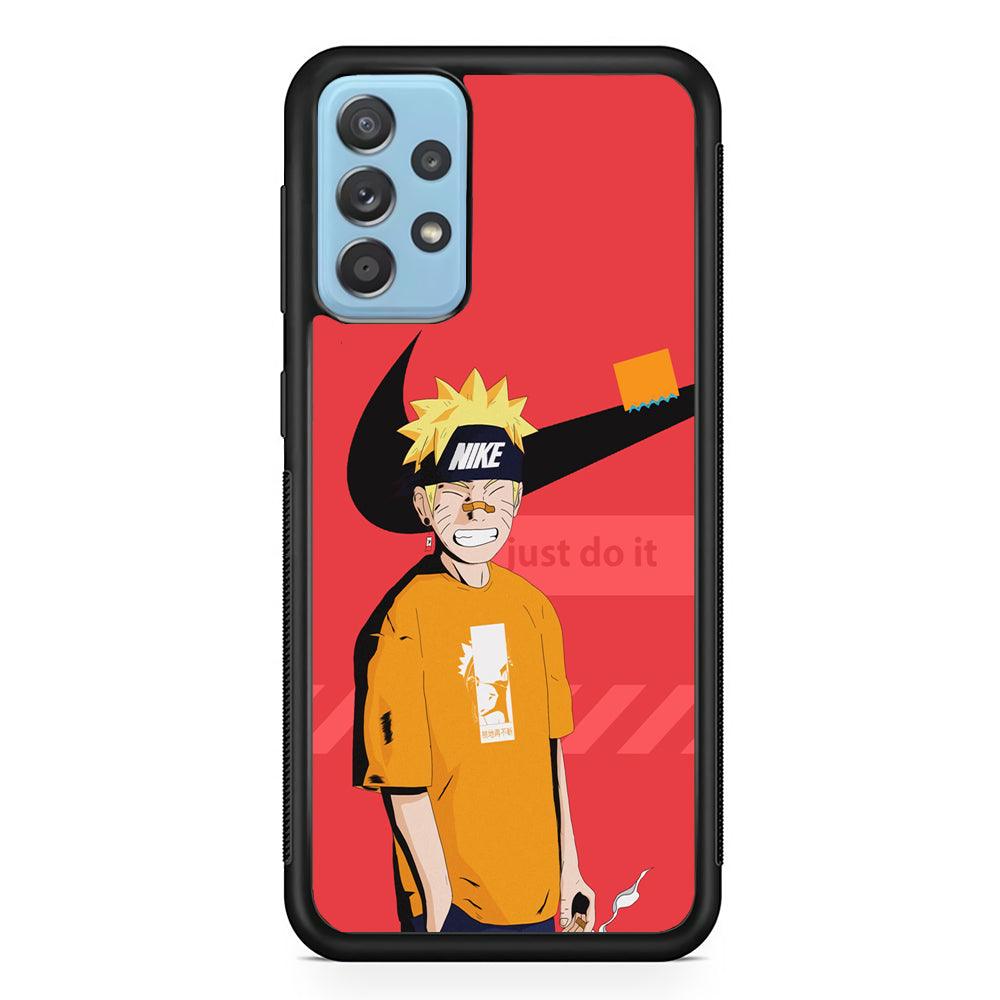 Nike Cover with Naruto Samsung Galaxy A72 Case-Rubber Black (2D Case)-Oxvistore