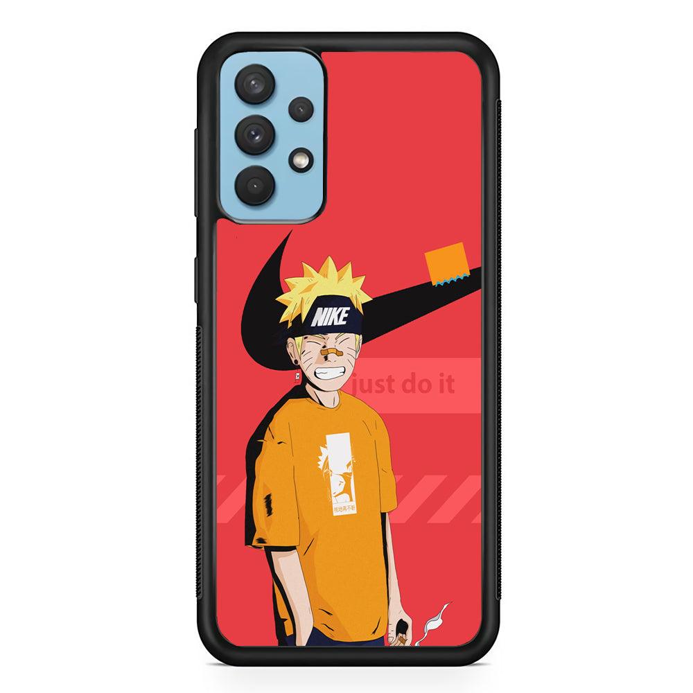 Nike Cover with Naruto Samsung Galaxy A32 Case-Rubber Black (2D Case)-Oxvistore