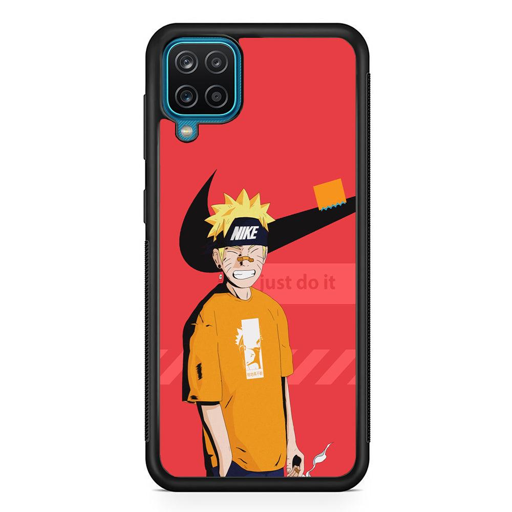 Nike Cover with Naruto Samsung Galaxy A12 Case-Rubber Black (2D Case)-Oxvistore