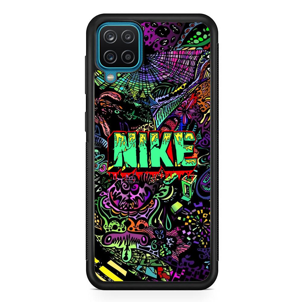 Nike Doodle Drip Colour Samsung Galaxy A12 Case-Rubber Black (2D Case)-Oxvistore