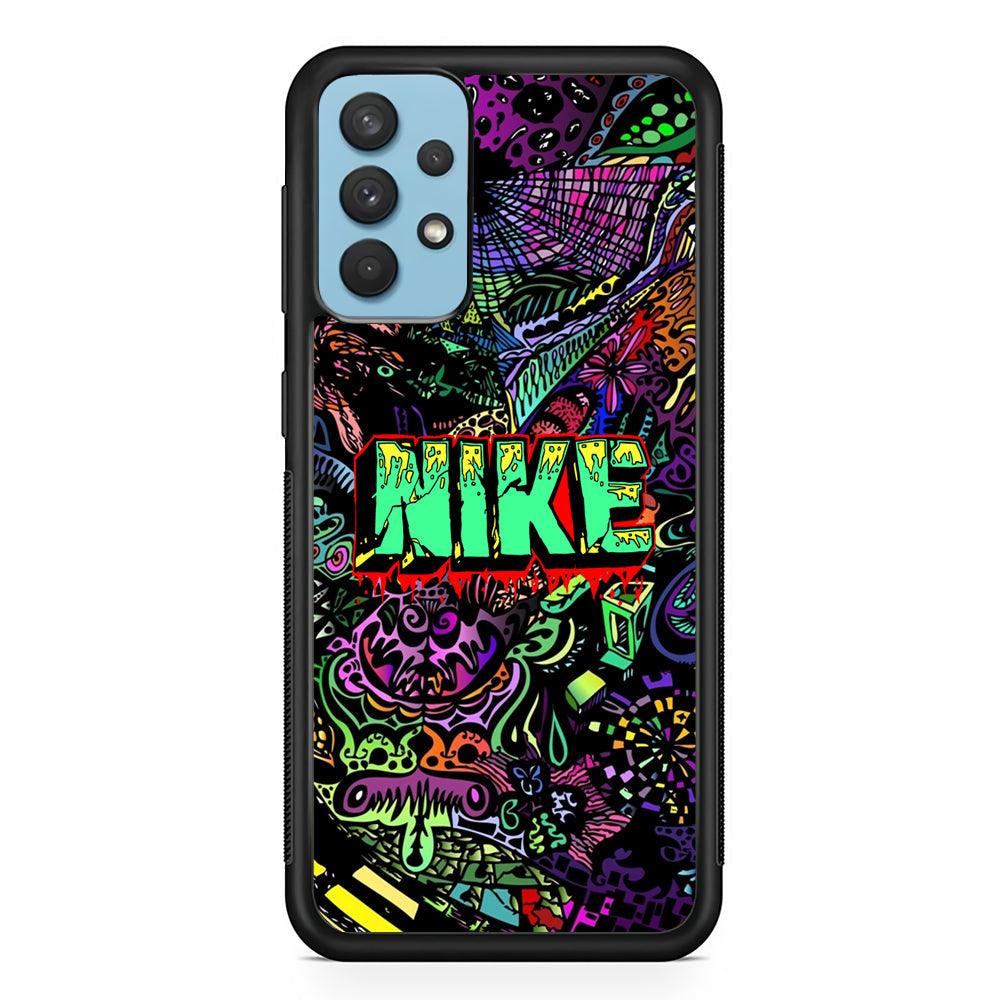 Nike Doodle Drip Colour Samsung Galaxy A32 Case-Rubber Black (2D Case)-Oxvistore