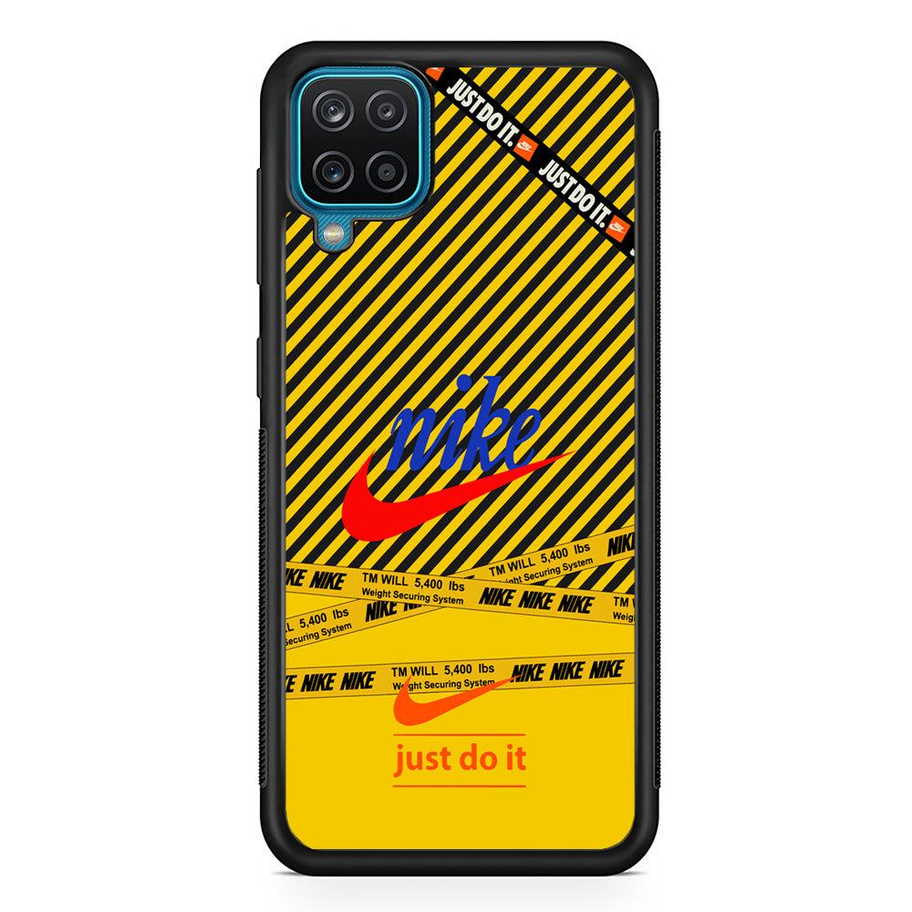 Nike Early Warning System Samsung Galaxy A12 Case-Rubber Black (2D Case)-Oxvistore