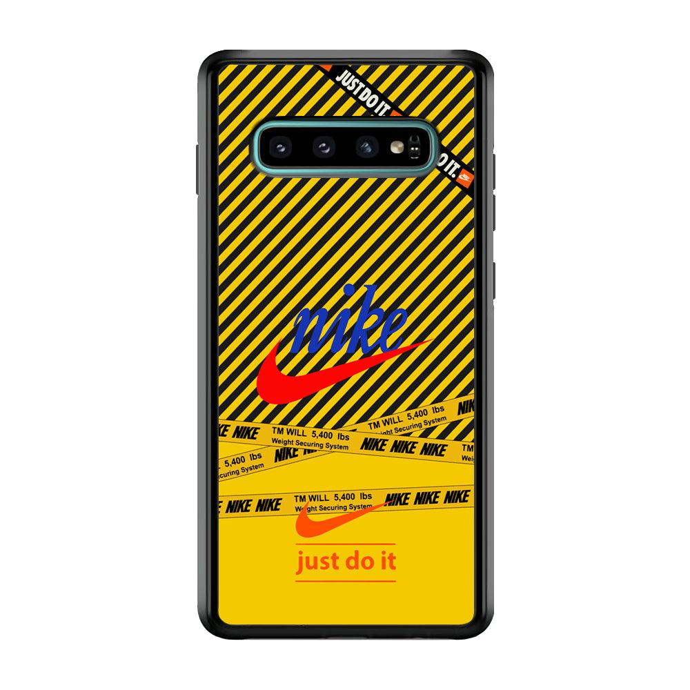 Nike Early Warning System Samsung Galaxy S10 Case-Rubber Black (2D Case)-Oxvistore