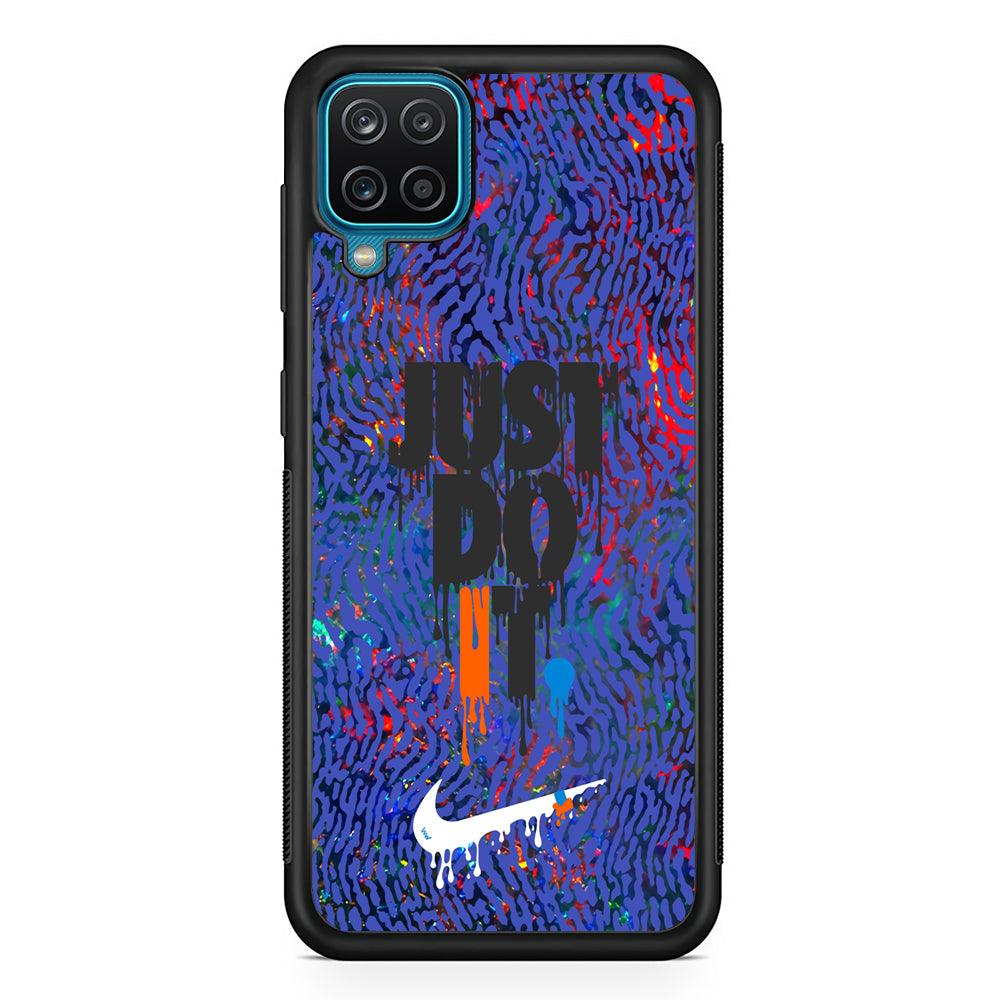 Nike Flaming Magma Samsung Galaxy A12 Case-Rubber Black (2D Case)-Oxvistore