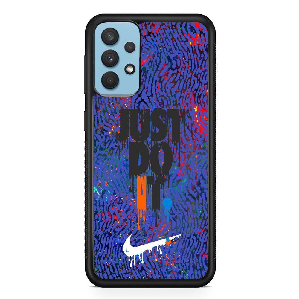 Nike Flaming Magma Samsung Galaxy A32 Case-Rubber Black (2D Case)-Oxvistore