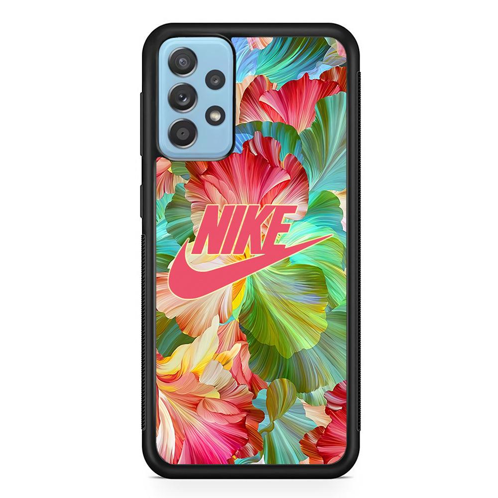 Nike Floral Beauty Samsung Galaxy A52 Case-Rubber Black (2D Case)-Oxvistore