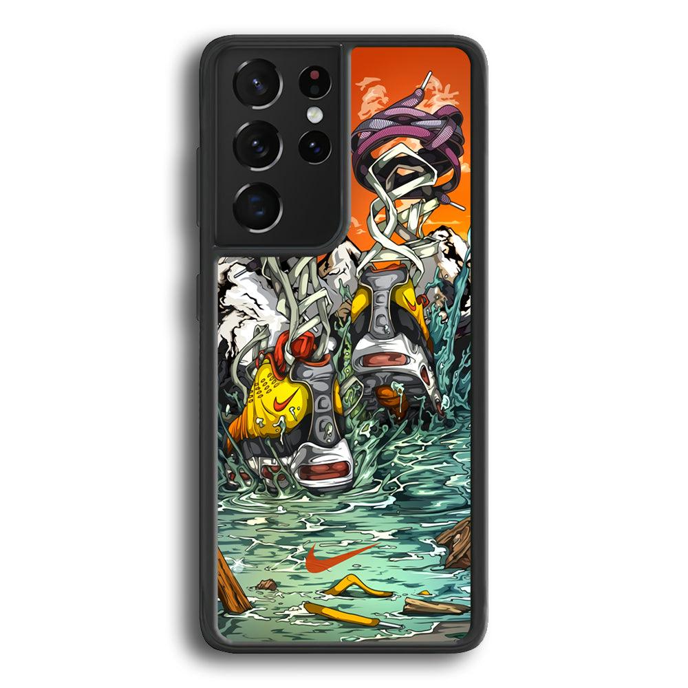 Nike Form of Art Noise Samsung Galaxy S24 Ultra Case-Rubber Black (2D Case)-Oxvistore