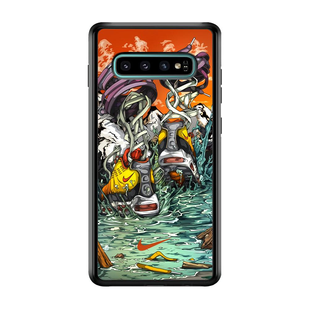 Nike Form of Art Noise Samsung Galaxy S10 Case-Rubber Black (2D Case)-Oxvistore