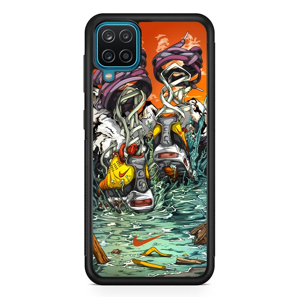 Nike Form of Art Noise Samsung Galaxy A12 Case-Rubber Black (2D Case)-Oxvistore