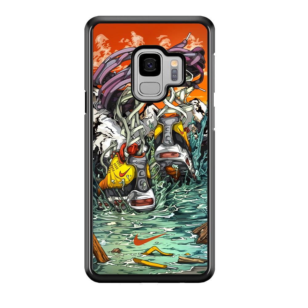 Nike Form of Art Noise Samsung Galaxy S9 Case-Rubber Black (2D Case)-Oxvistore