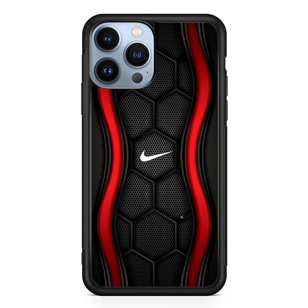 Nike Futuristic Hexagon Dome iPhone 14 Pro Max Case-Rubber Black (2D Case)-Oxvistore