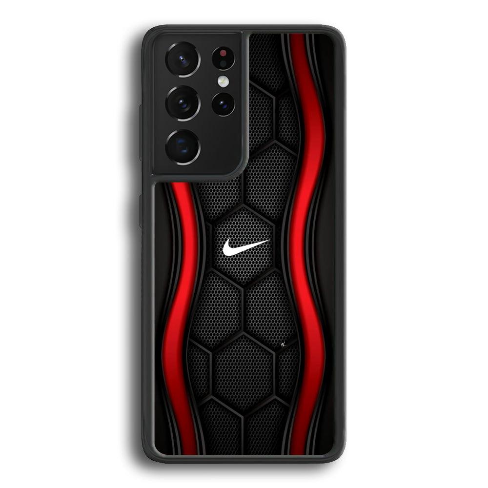 Nike Futuristic Hexagon Dome Samsung Galaxy S22 Ultra Case-Rubber Black (2D Case)-Oxvistore