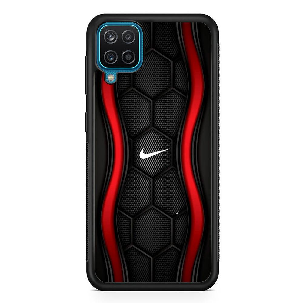 Nike Futuristic Hexagon Dome Samsung Galaxy A12 Case-Rubber Black (2D Case)-Oxvistore