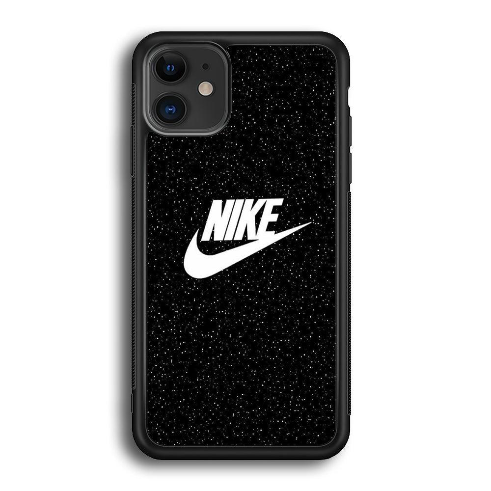 Nike Glitter Night iPhone 12 Case-Rubber Black (2D Case)-Oxvistore