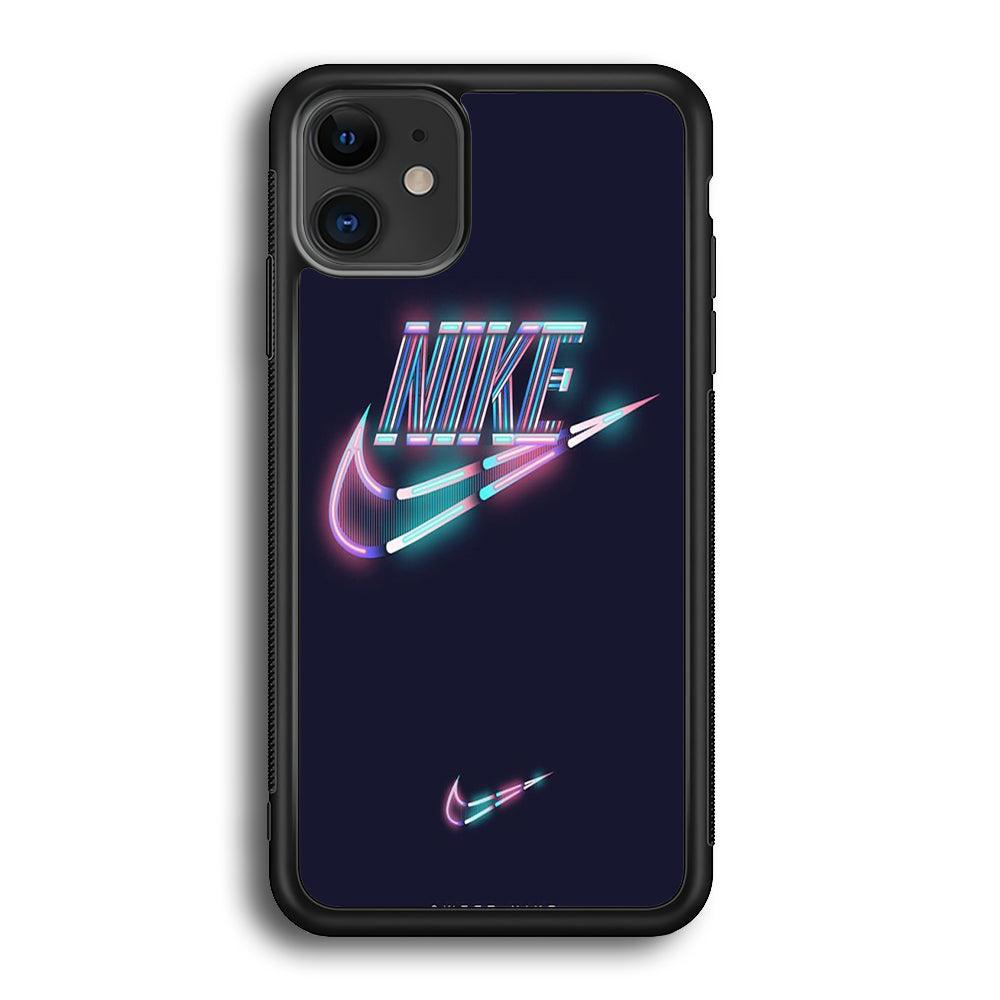Nike Glowing iPhone 12 Case-Rubber Black (2D Case)-Oxvistore