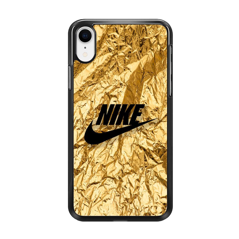 Nike Gold Paper iPhone XR Case-Rubber Black (2D Case)-Oxvistore