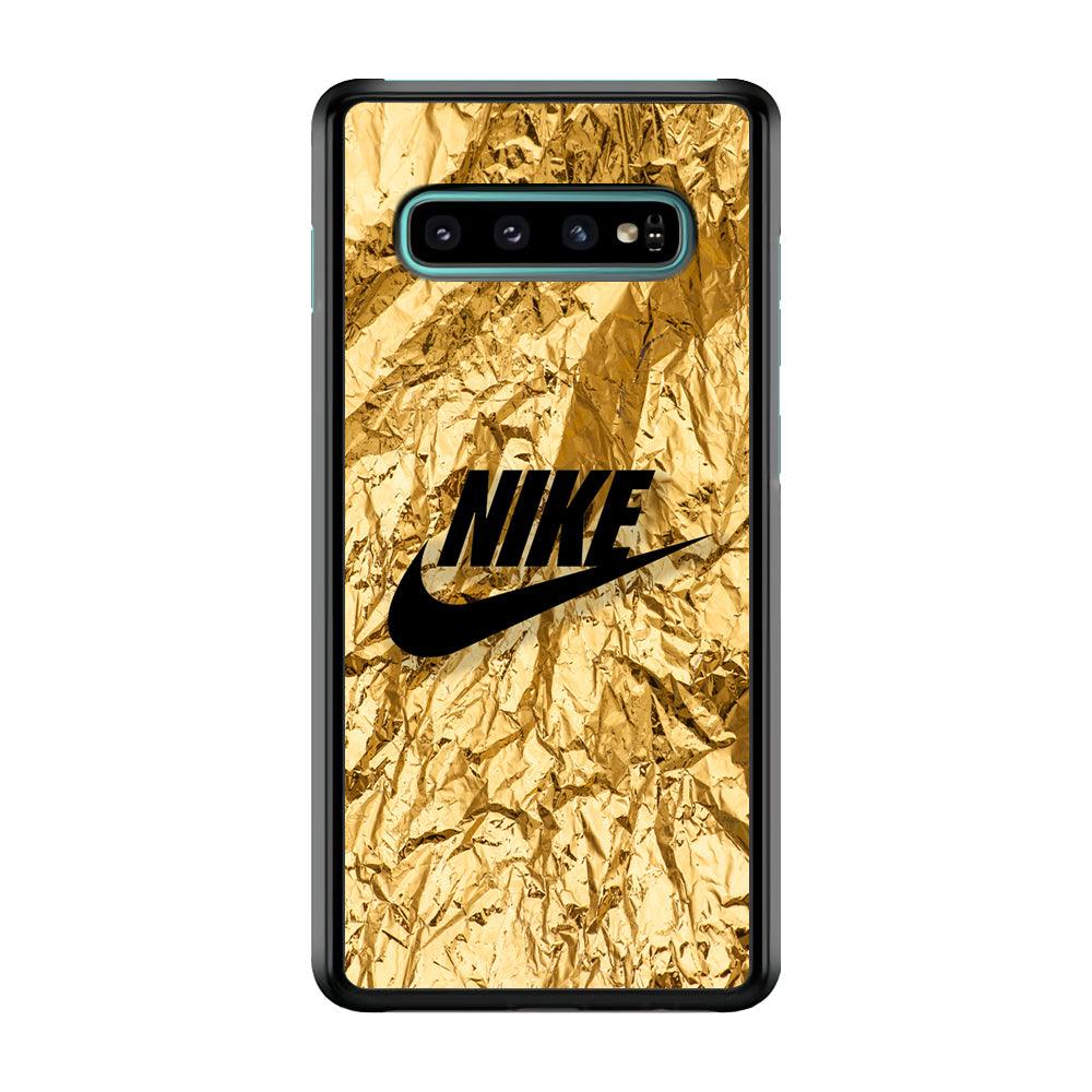 Nike Gold Paper Samsung Galaxy S10 Plus Case-Rubber Black (2D Case)-Oxvistore