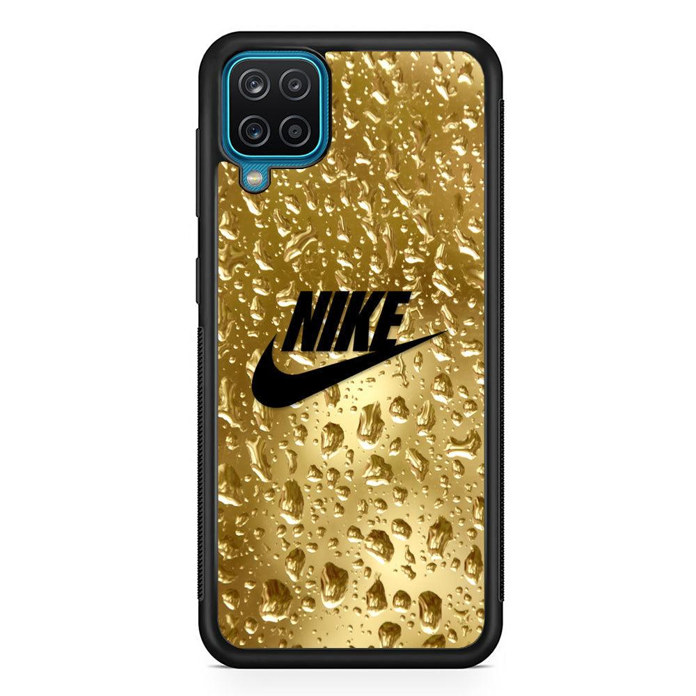 Nike Golden Water Drop Samsung Galaxy A12 Case-Rubber Black (2D Case)-Oxvistore
