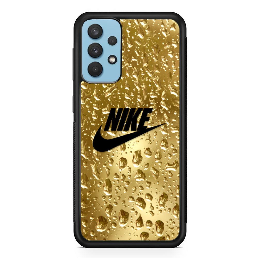 Nike Golden Water Drop Samsung Galaxy A32 Case-Rubber Black (2D Case)-Oxvistore