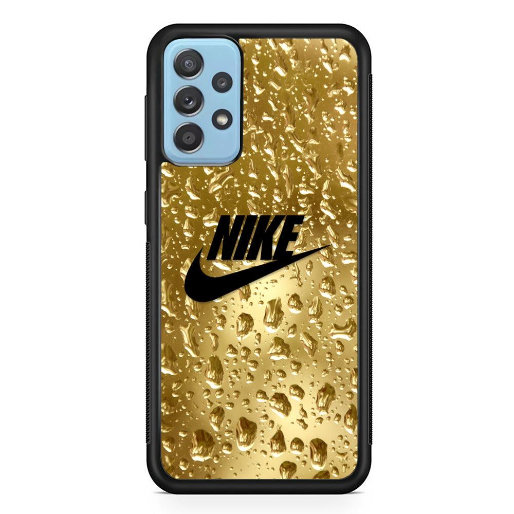 Nike Golden Water Drop Samsung Galaxy A52 Case-Rubber Black (2D Case)-Oxvistore