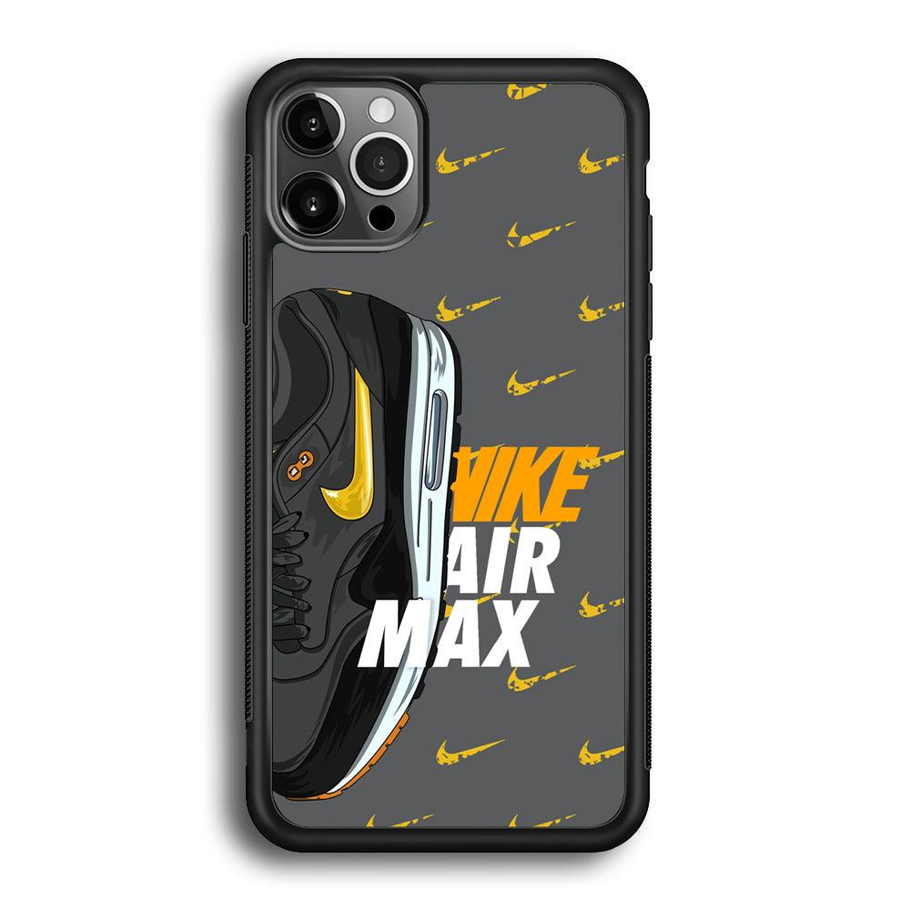Nike Golden of Air Max iPhone 12 Pro Case-Rubber Black (2D Case)-Oxvistore