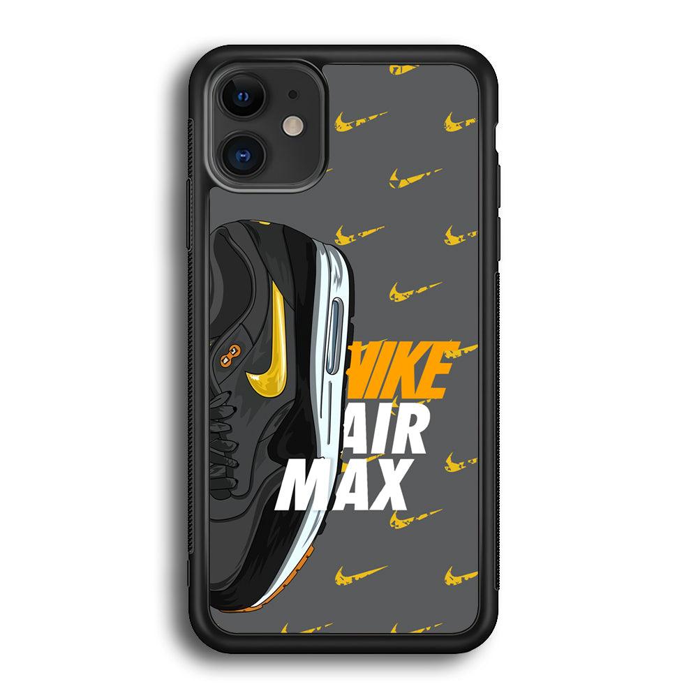 Nike Golden of Air Max iPhone 12 Case-Rubber Black (2D Case)-Oxvistore