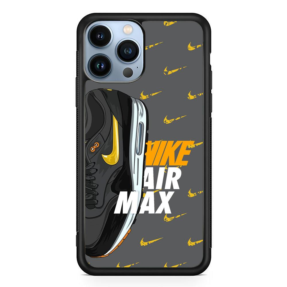 Nike Golden of Air Max iPhone 14 Pro Max Case-Rubber Black (2D Case)-Oxvistore