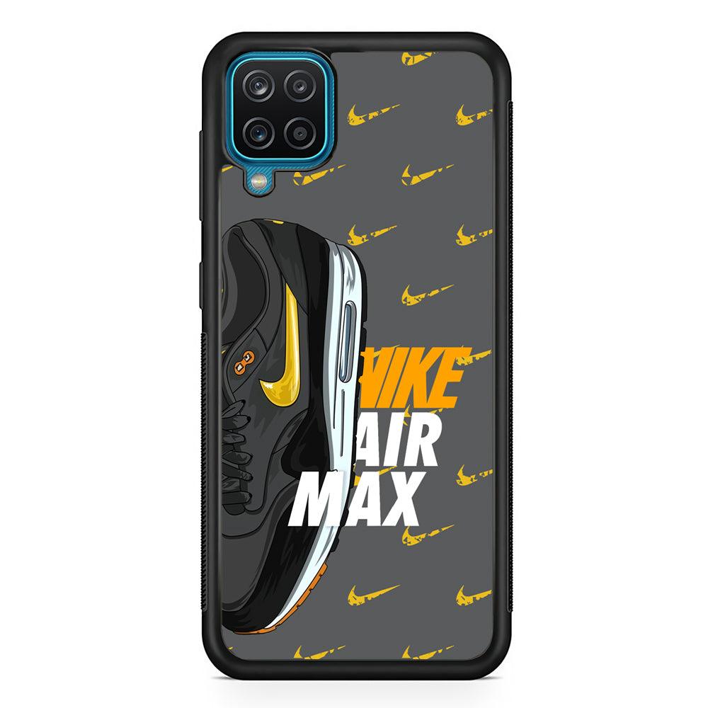 Nike Golden of Air Max Samsung Galaxy A12 Case-Rubber Black (2D Case)-Oxvistore