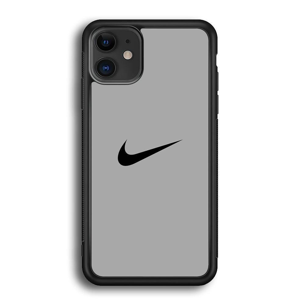 Nike Gray Full iPhone 12 Case-Rubber Black (2D Case)-Oxvistore