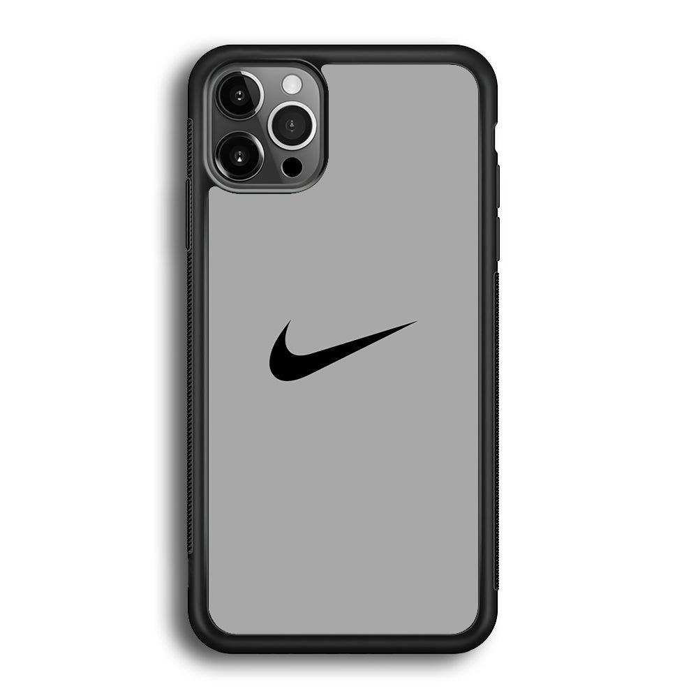 Nike Gray Full iPhone 12 Pro Max Case-Rubber Black (2D Case)-Oxvistore