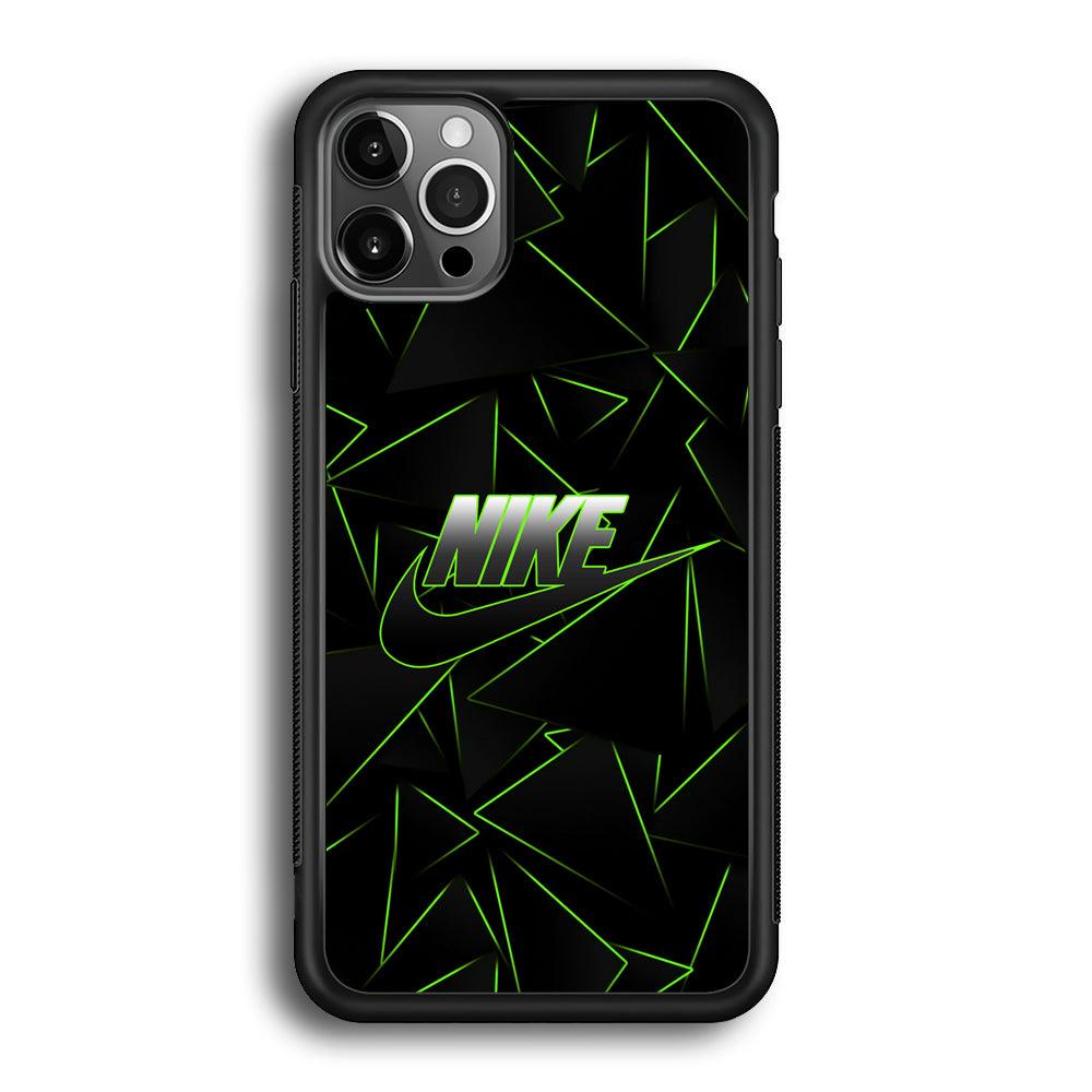 Nike Green Laser Point iPhone 12 Pro Max Case-Rubber Black (2D Case)-Oxvistore