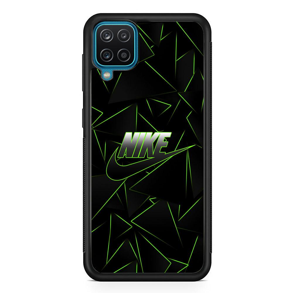 Nike Green Laser Point Samsung Galaxy A12 Case-Rubber Black (2D Case)-Oxvistore