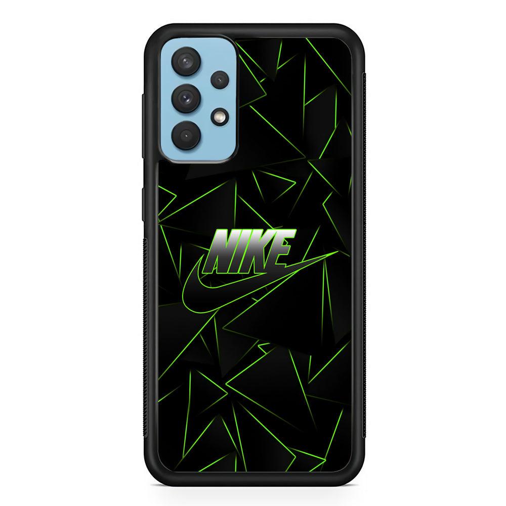 Nike Green Laser Point Samsung Galaxy A32 Case-Rubber Black (2D Case)-Oxvistore