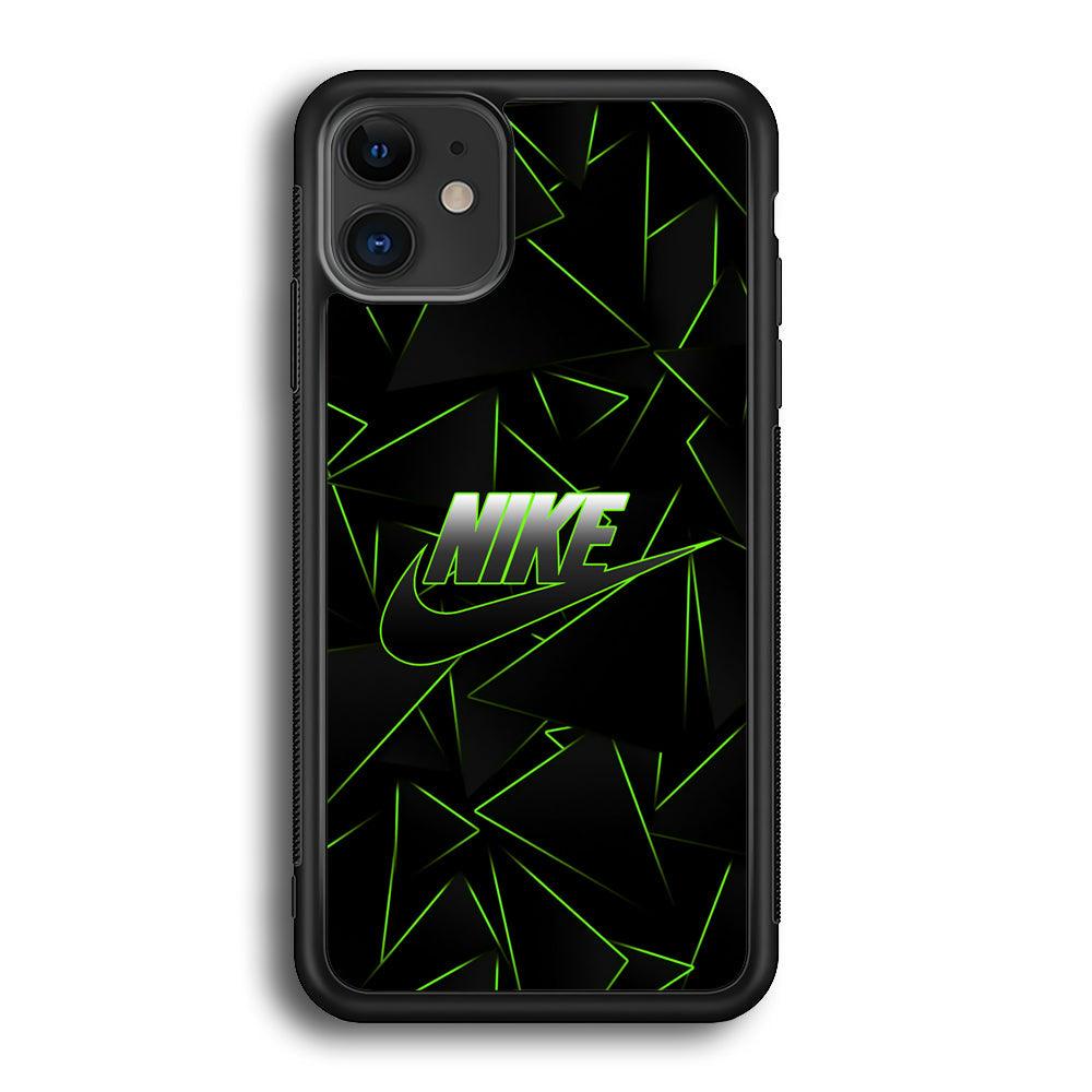 Nike Green Laser Point iPhone 12 Case-Rubber Black (2D Case)-Oxvistore