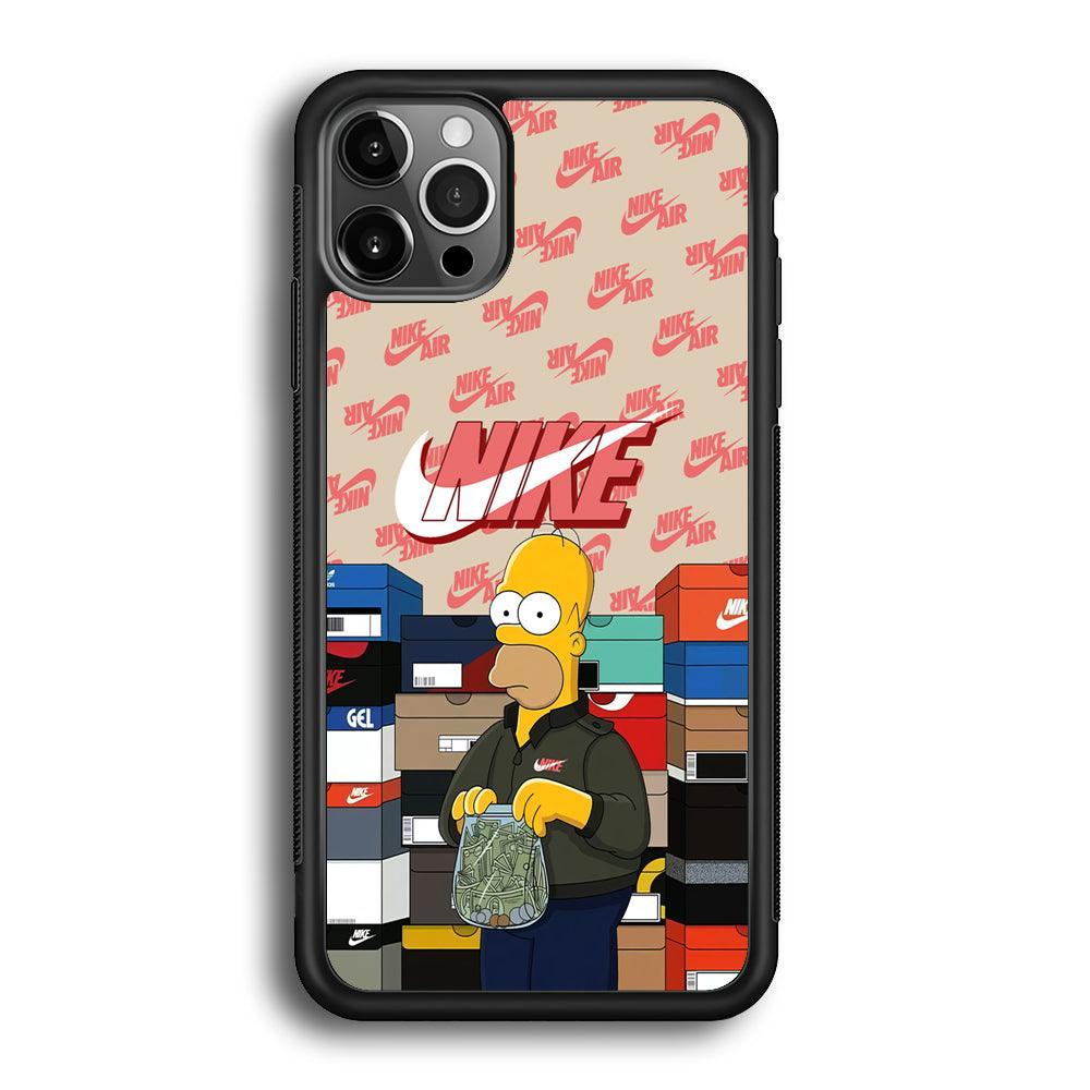 Nike Homer Spend Money iPhone 12 Pro Case-Rubber Black (2D Case)-Oxvistore