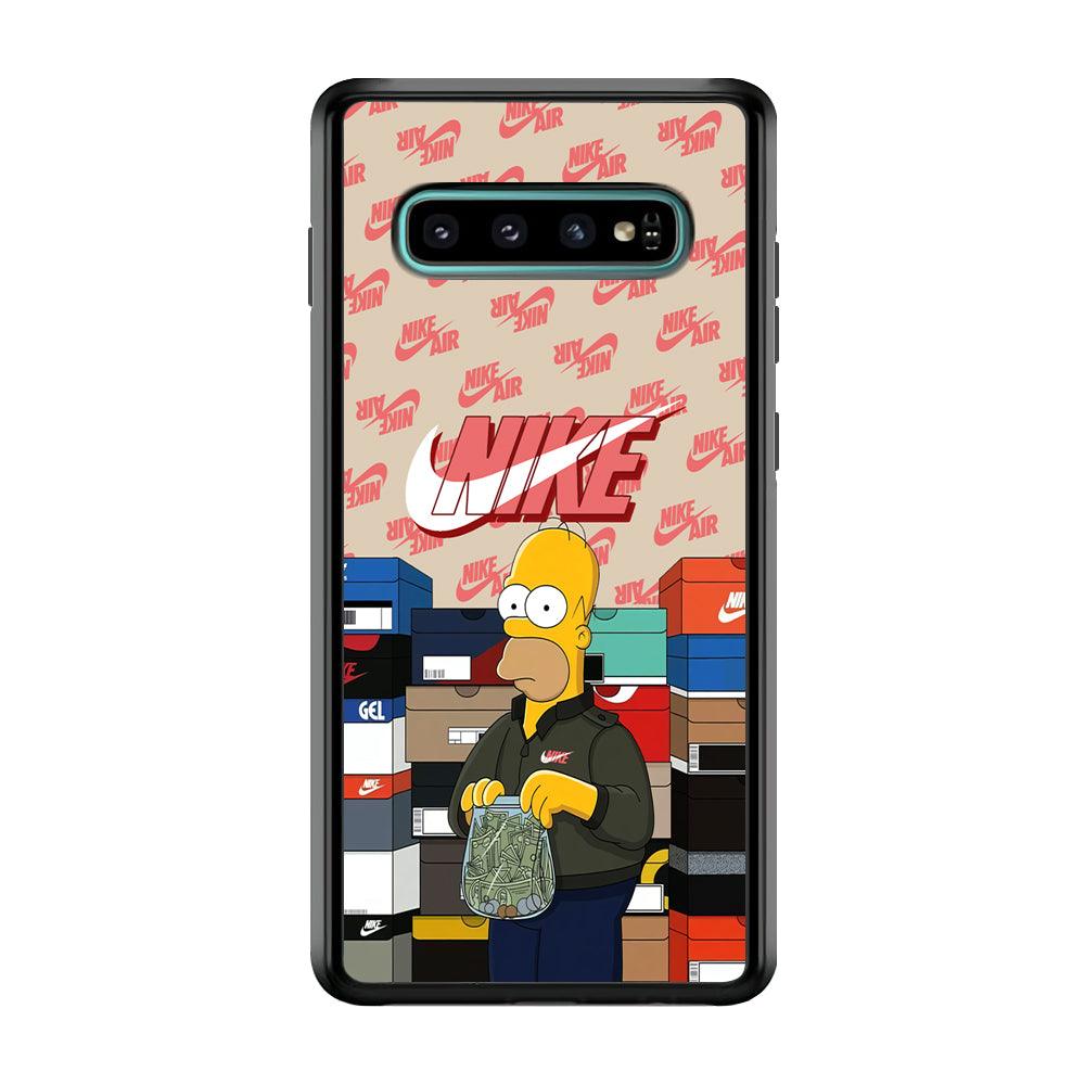 Nike Homer Spend Money Samsung Galaxy S10 Case-Rubber Black (2D Case)-Oxvistore