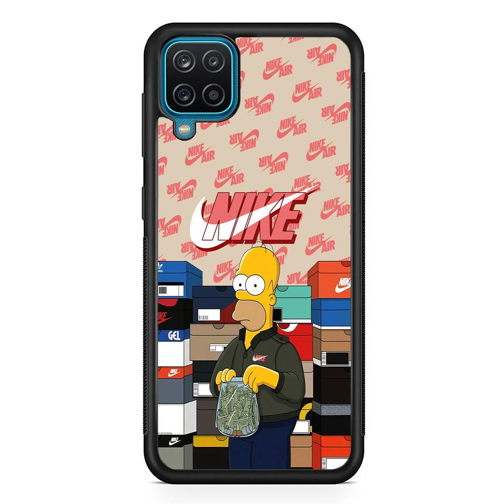Nike Homer Spend Money Samsung Galaxy A12 Case-Rubber Black (2D Case)-Oxvistore