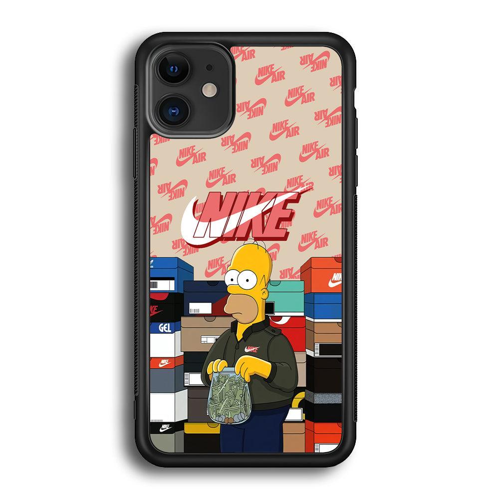 Nike Homer Spend Money iPhone 12 Case-Rubber Black (2D Case)-Oxvistore