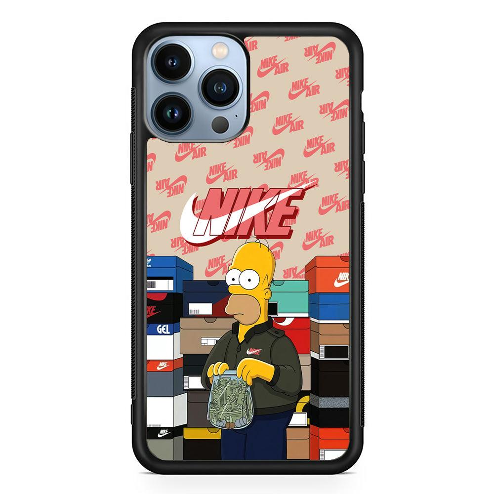 Nike Homer Spend Money iPhone 14 Pro Max Case-Rubber Black (2D Case)-Oxvistore