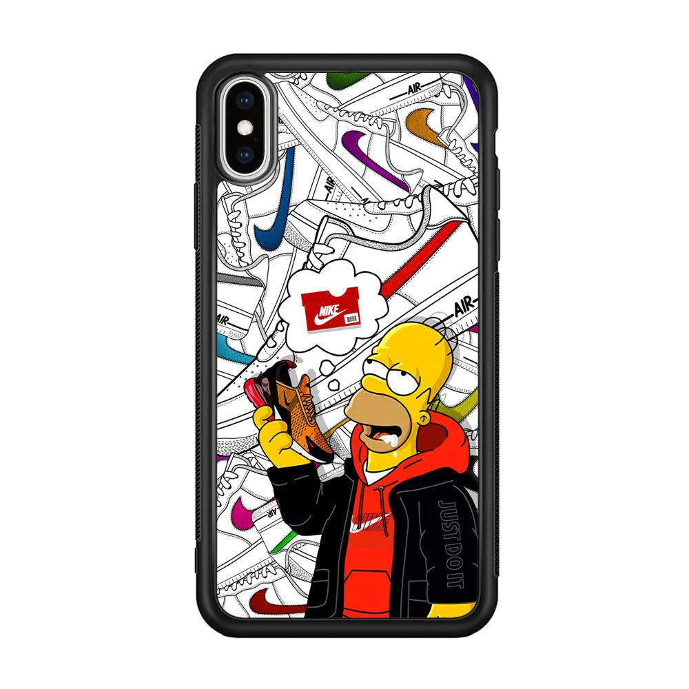 Nike Homer's Dream iPhone XS Case-Rubber Black (2D Case)-Oxvistore