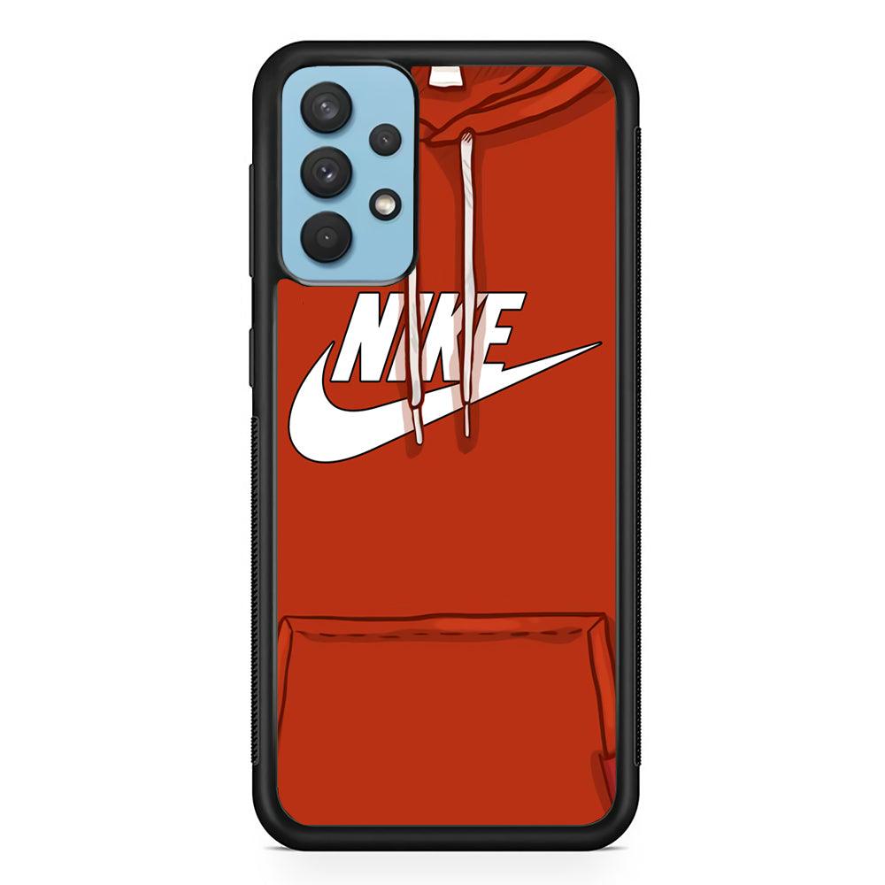 Nike Hoodie Red Samsung Galaxy A32 Case-Rubber Black (2D Case)-Oxvistore