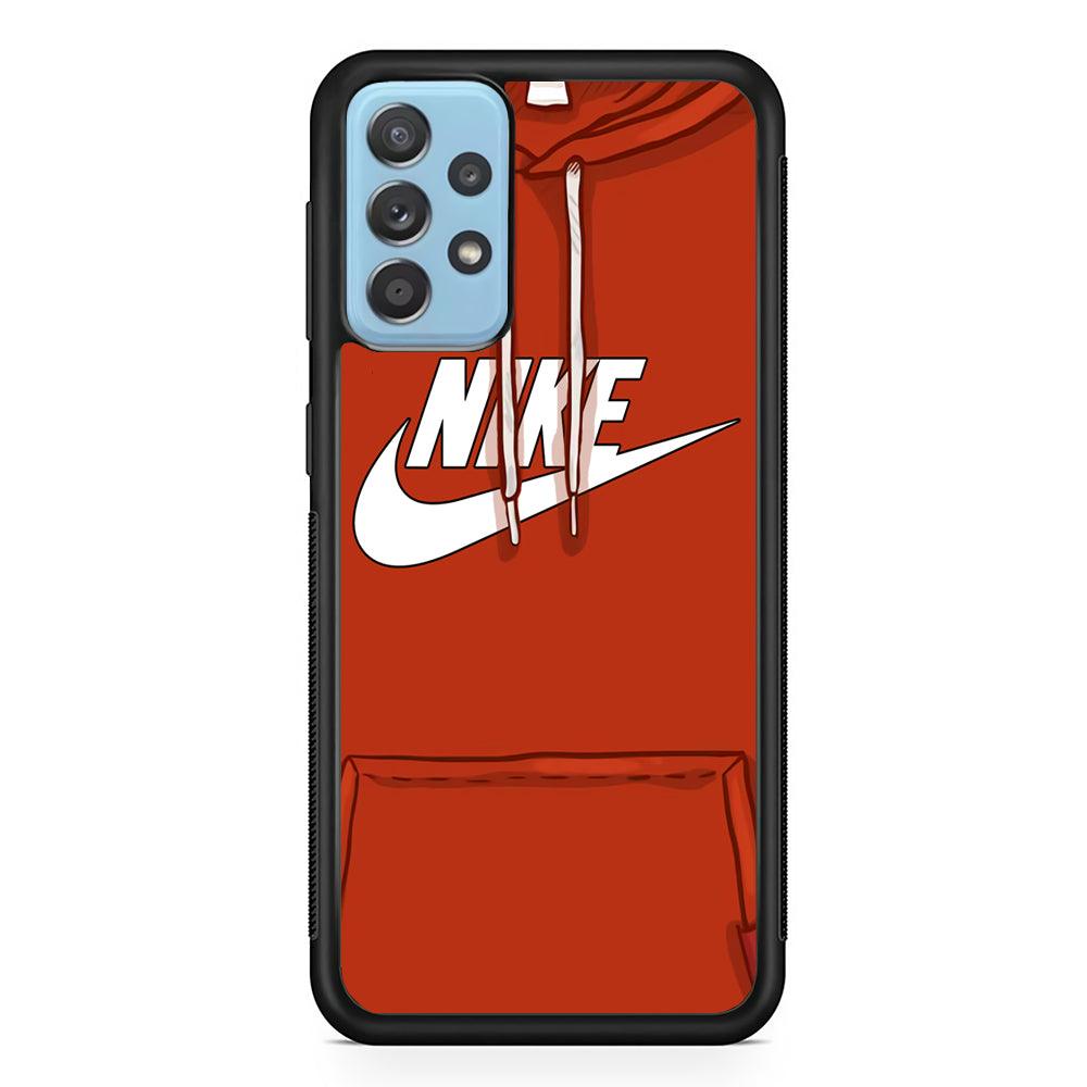 Nike Hoodie Red Samsung Galaxy A52 Case-Rubber Black (2D Case)-Oxvistore