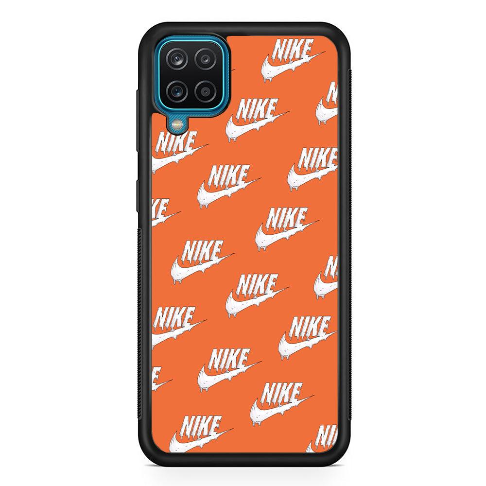 Nike Juice Creamy Orange Samsung Galaxy A12 Case-Rubber Black (2D Case)-Oxvistore