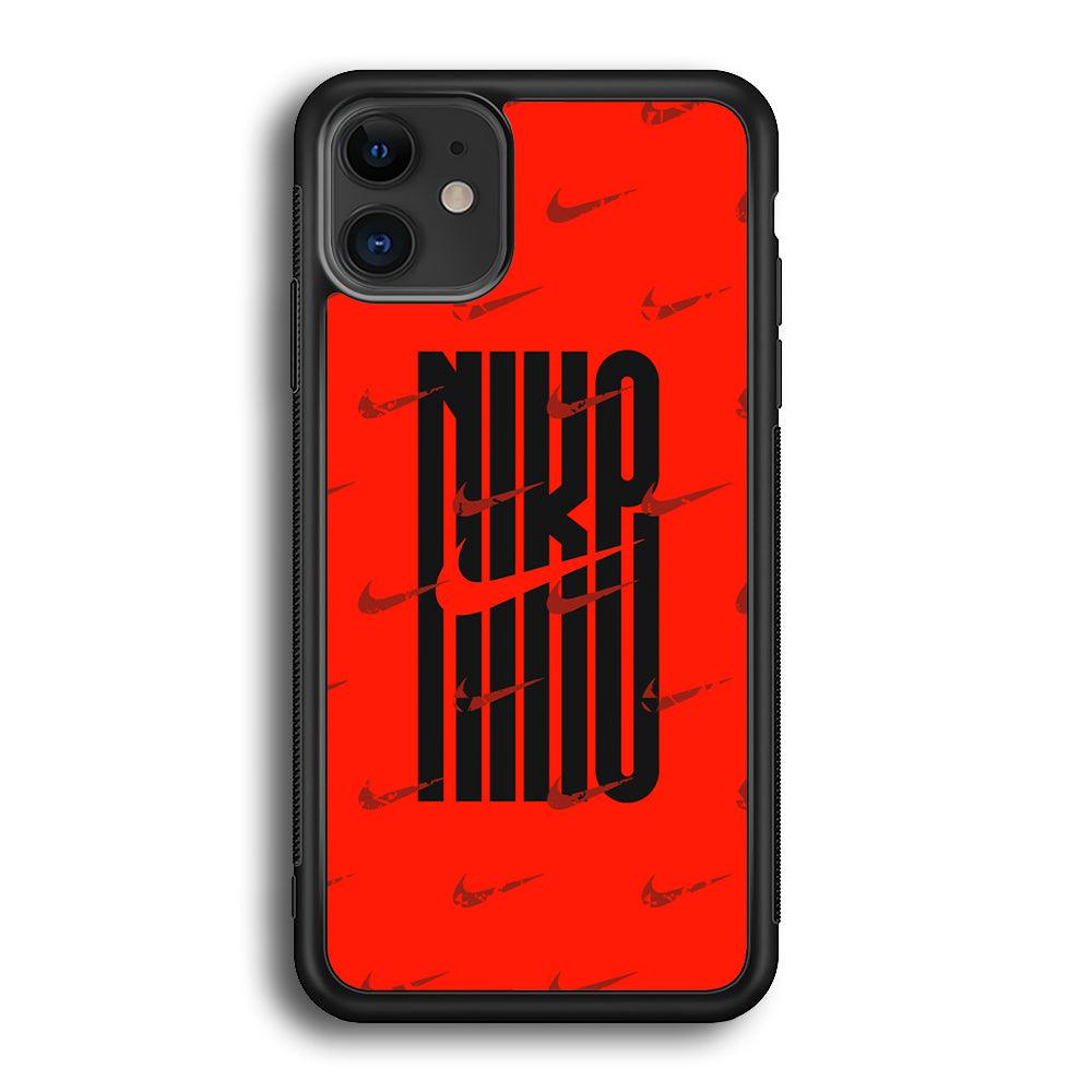 Nike Light Up The Red iPhone 12 Case-Rubber Black (2D Case)-Oxvistore