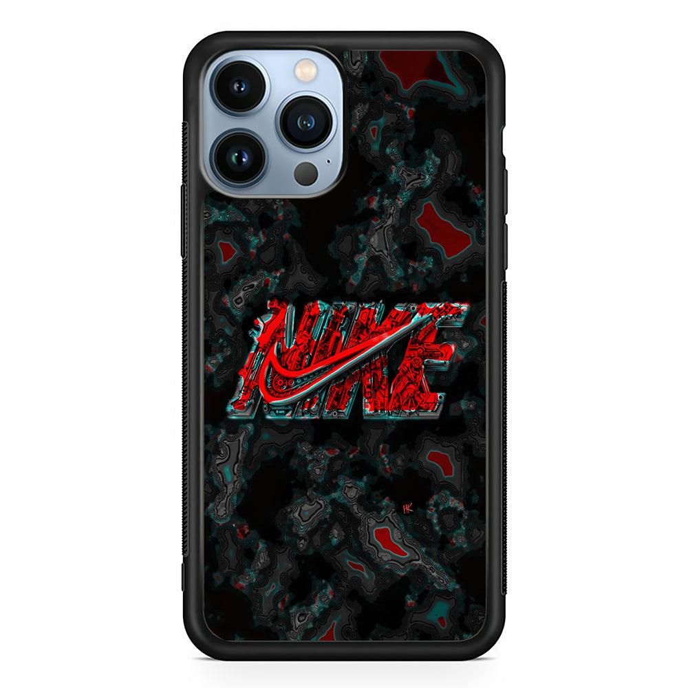 Nike Logo Marble Abstract 2D Rubber Phone Case-Black-Oxvistore
