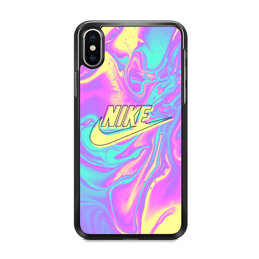 Nike Marble Liquid iPhone XS Case-Rubber Black (2D Case)-Oxvistore