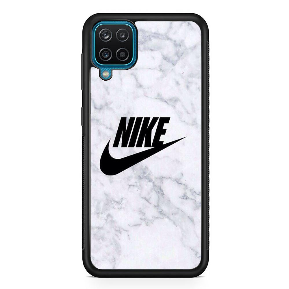 Nike Marble Word Samsung Galaxy A12 Case-Rubber Black (2D Case)-Oxvistore