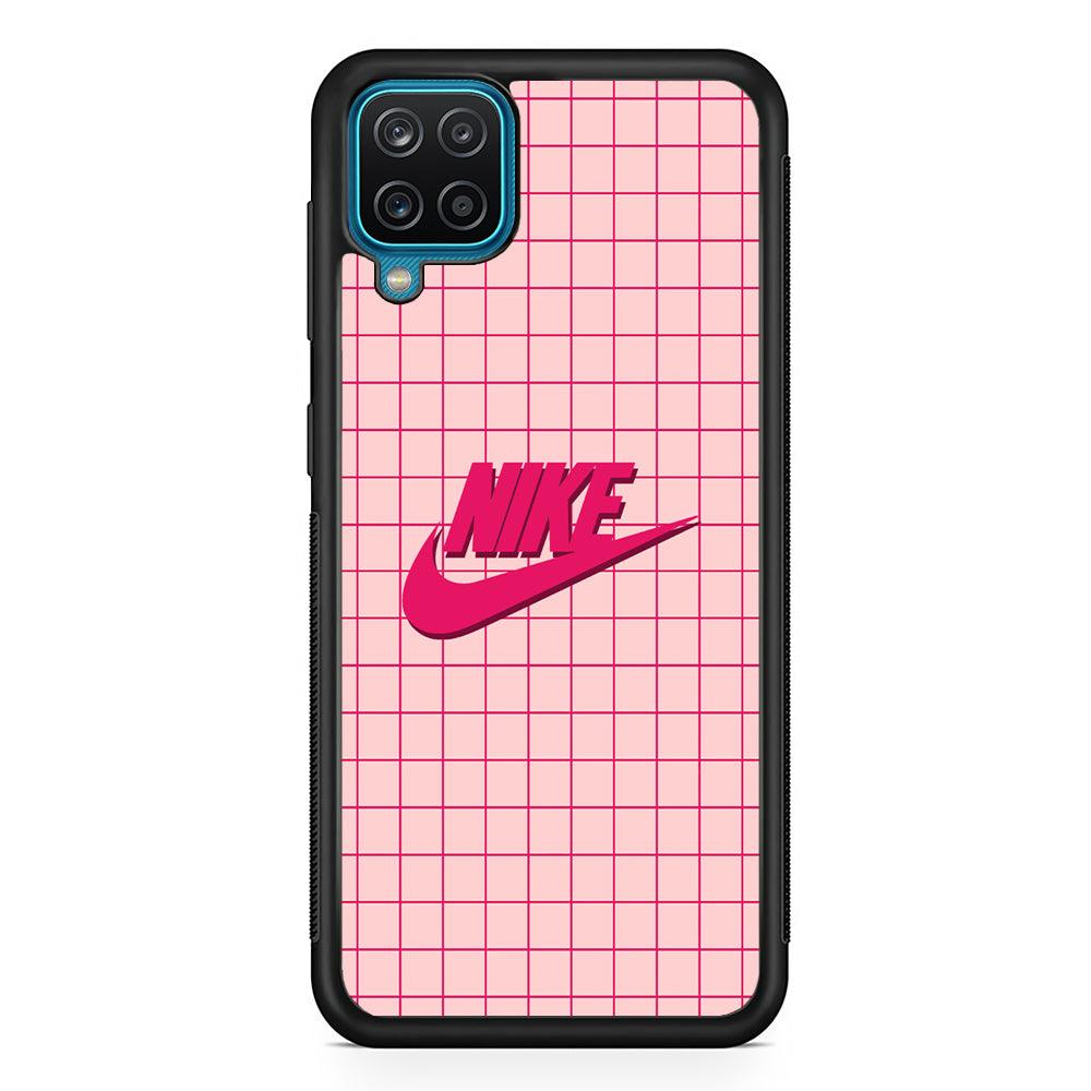 Nike Pink Square Spot Samsung Galaxy A12 Case-Rubber Black (2D Case)-Oxvistore